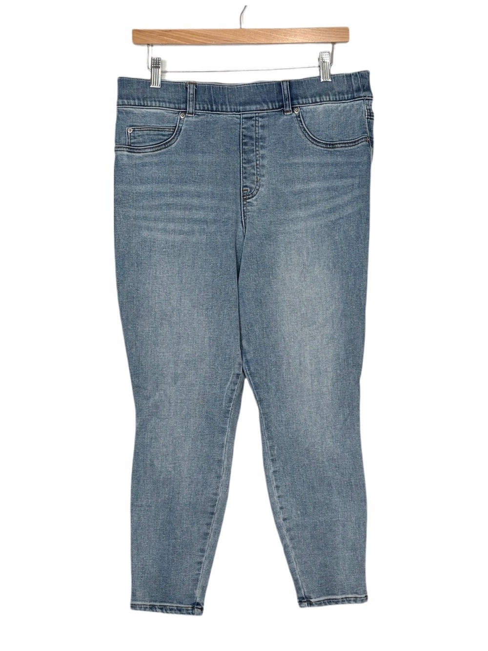Spanx Size XL Petite Skinny Jeans Light Vintage Wash High Rise Slimming
